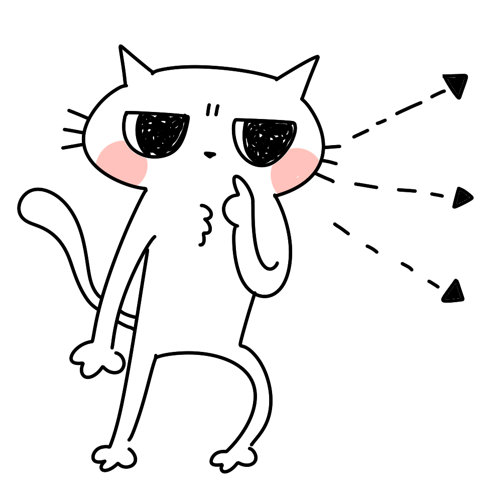 良く観察している猫の絵
