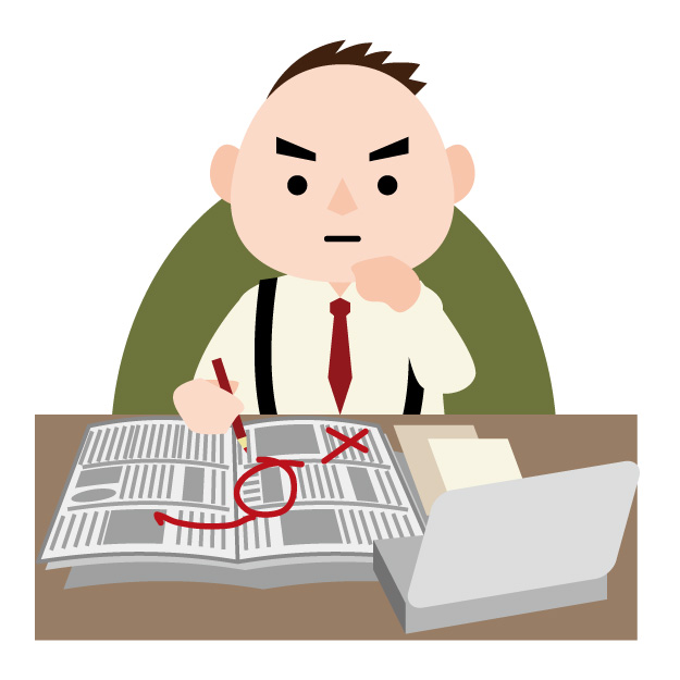 デザインの修正を指摘するクライアントの絵