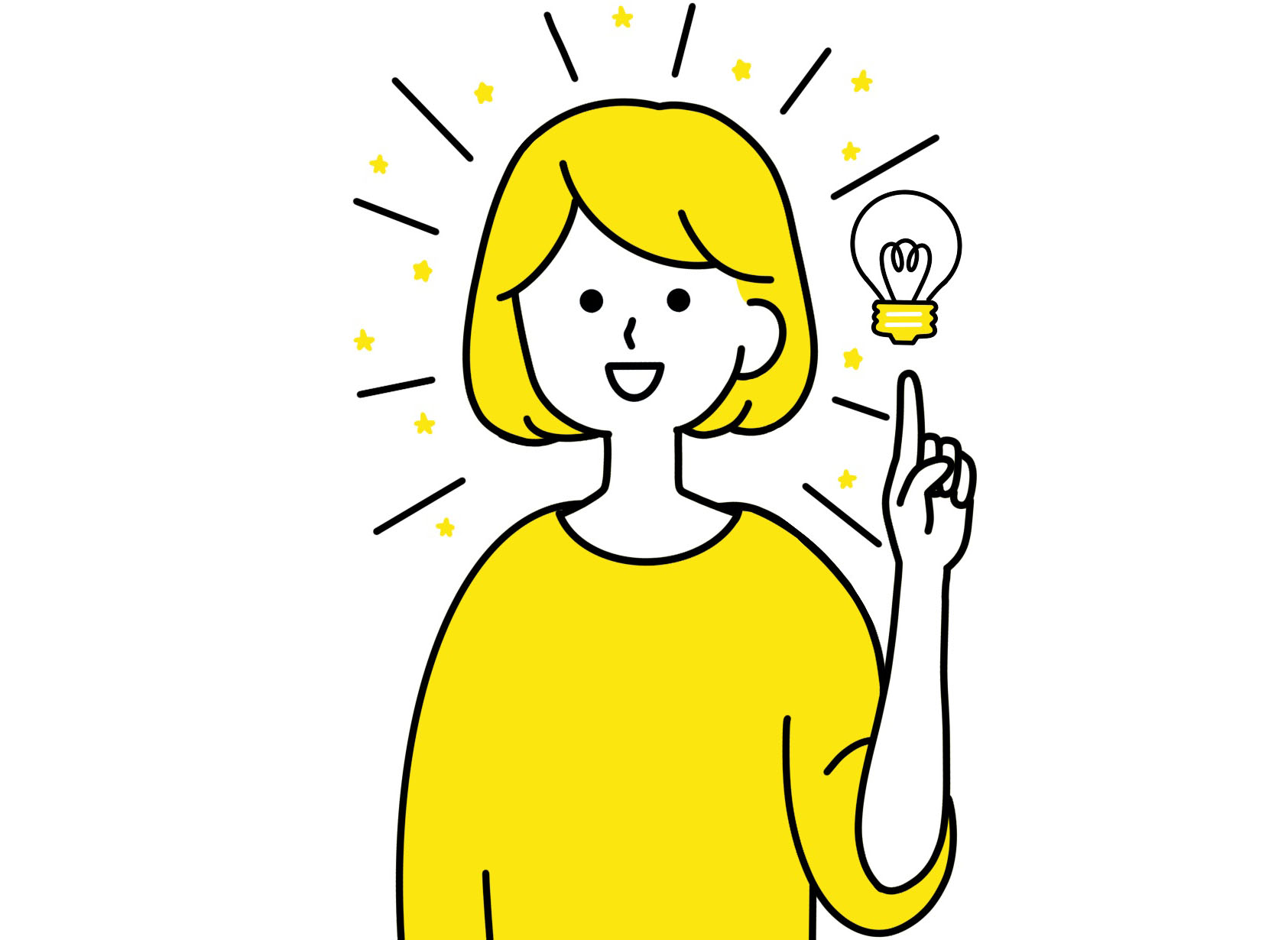 アイディアが浮かんだ女性の絵