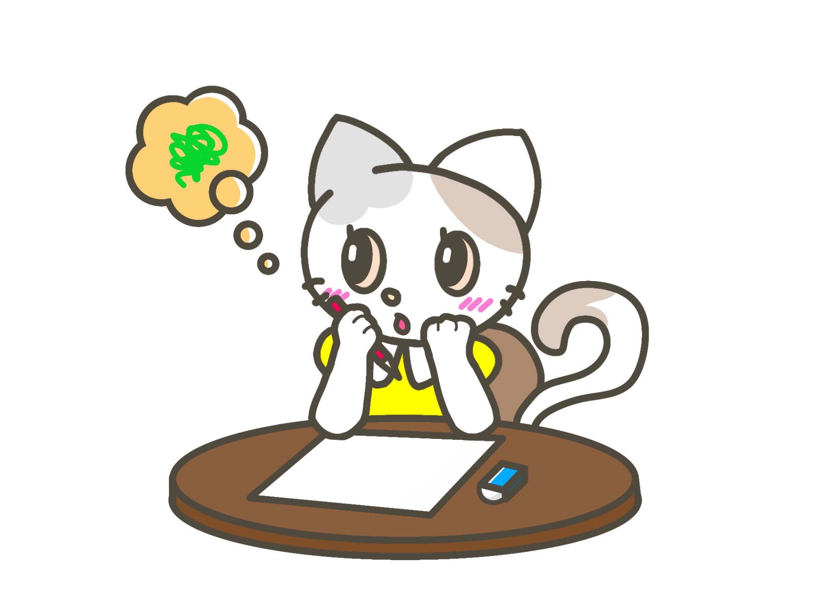 アイディアが出ない猫のグラフィックデザイナーの絵