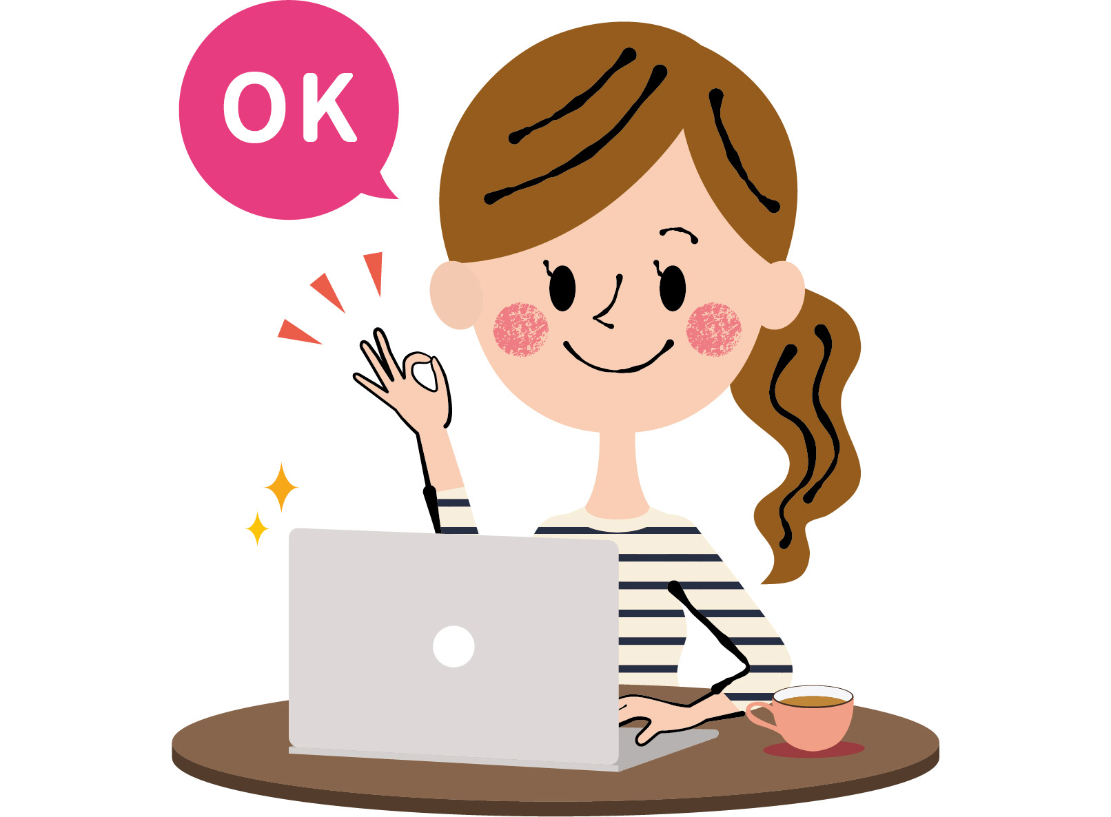 作ったデザインにOKしているクライアントの絵
