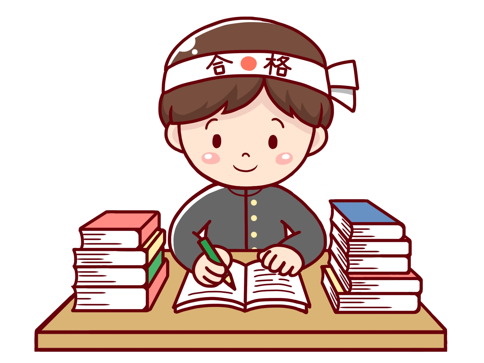 受験勉強をしている男の子の絵