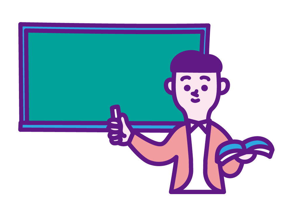 授業をしている男性の先生の絵