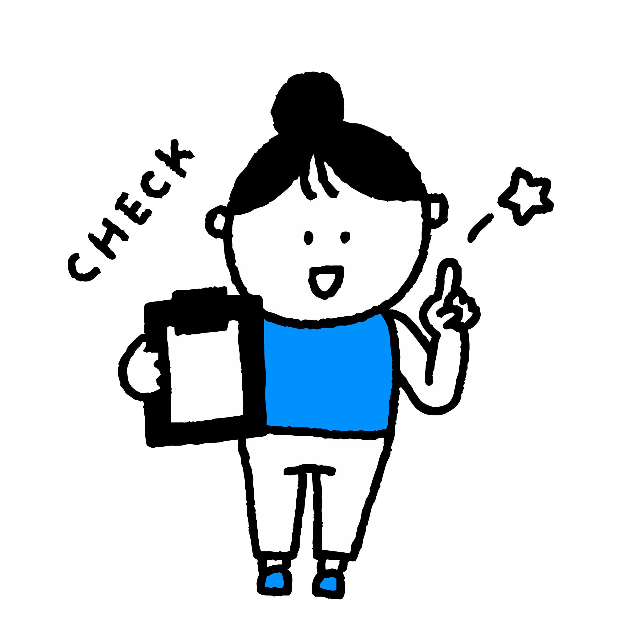 チェックしようと言っている女性の絵