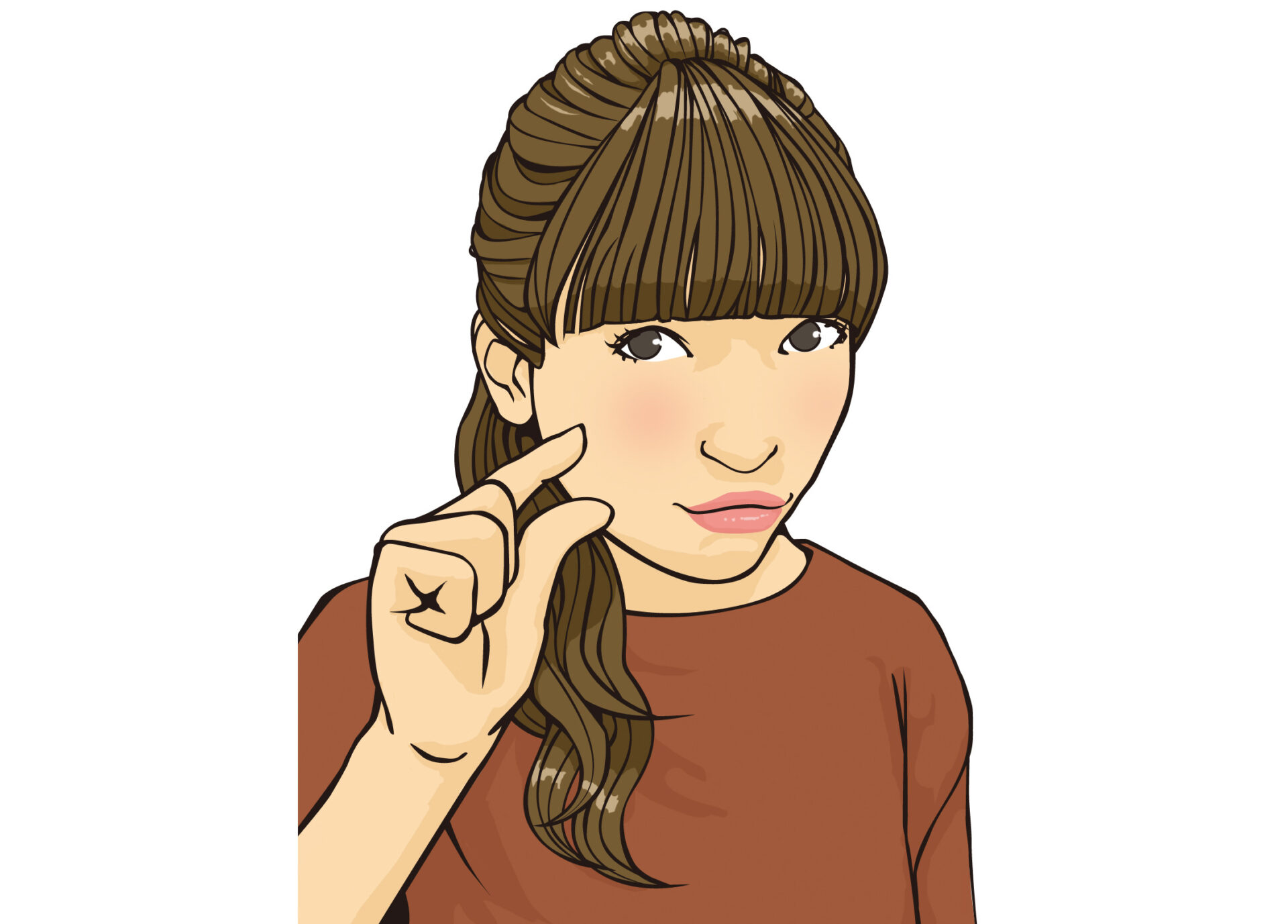 親指と人差し指で少しだけと示している女性の絵