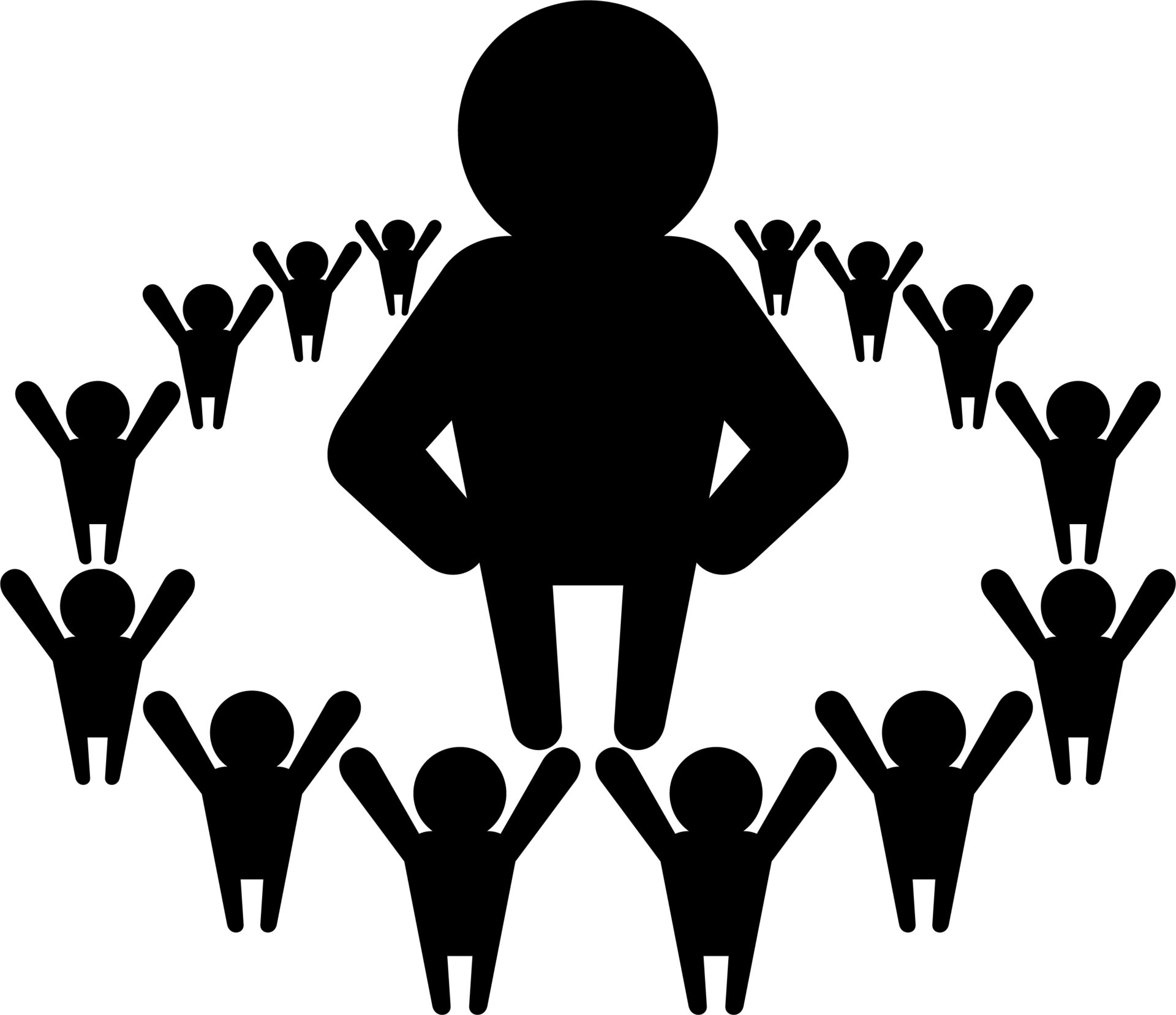 巨匠を囲んでいる人たちの絵