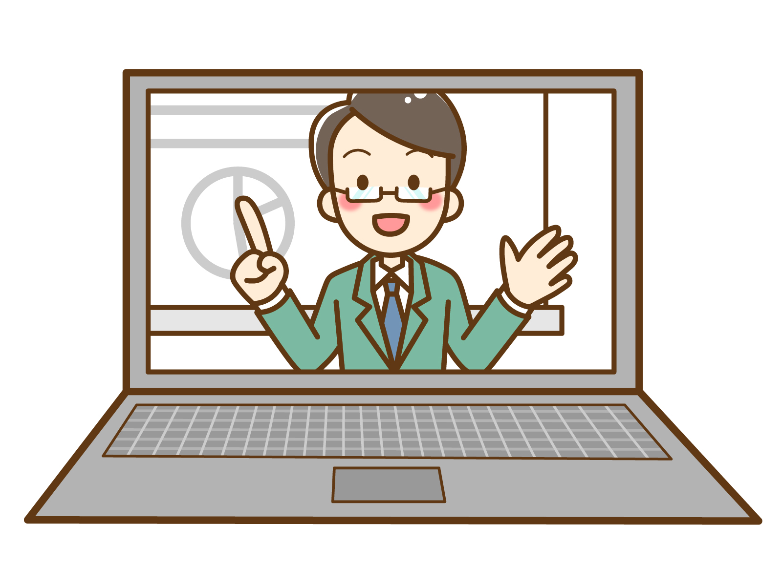 動画で授業をしている先生の絵
