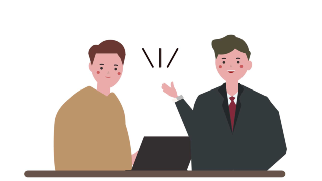 ヒアリングをしているビジネスマンの絵