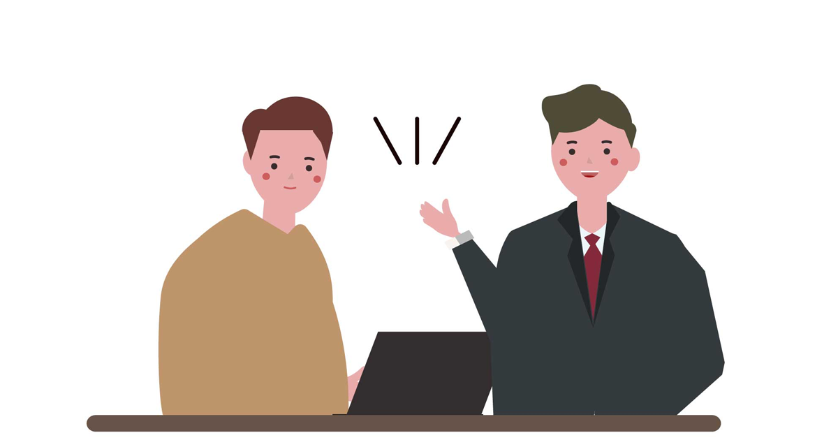 ヒアリングをしているビジネスマンの絵
