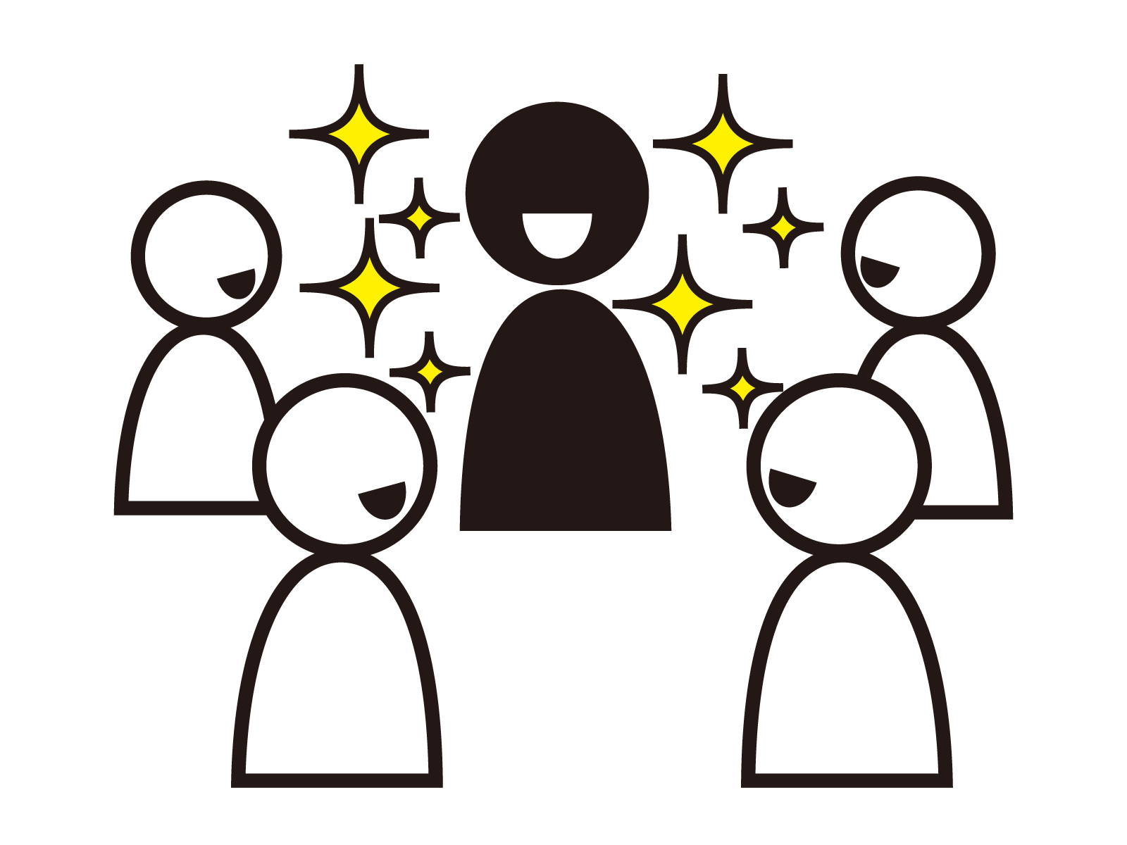 カリスマの羨望の視線を送っている人たちの絵