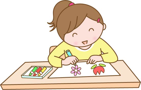 楽しそうに絵を描いている女の子の絵