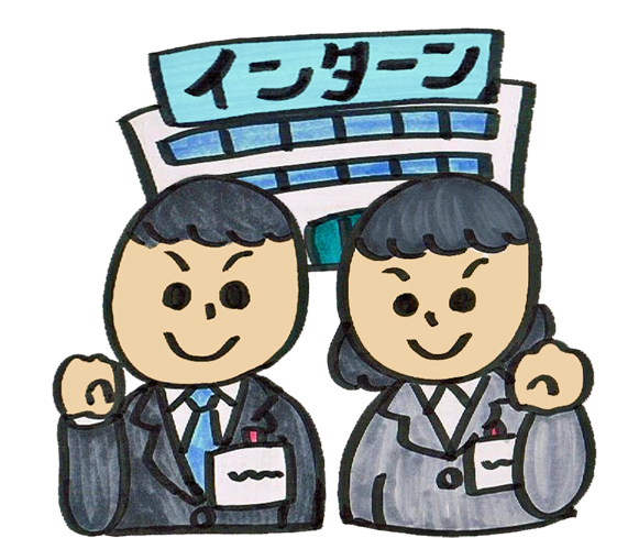 インターンとして働いている人の絵