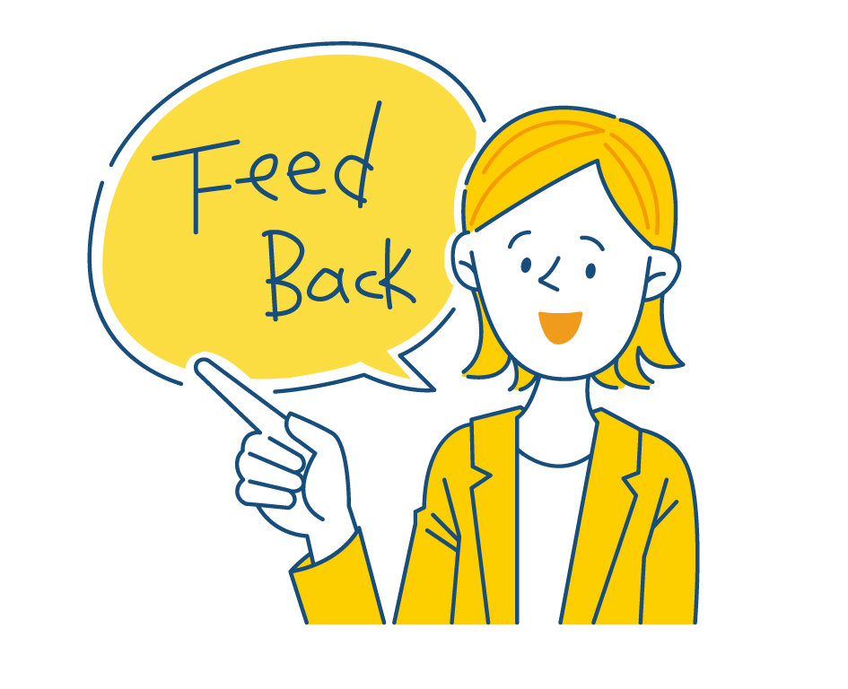 フィードバックを支持している女の人の絵