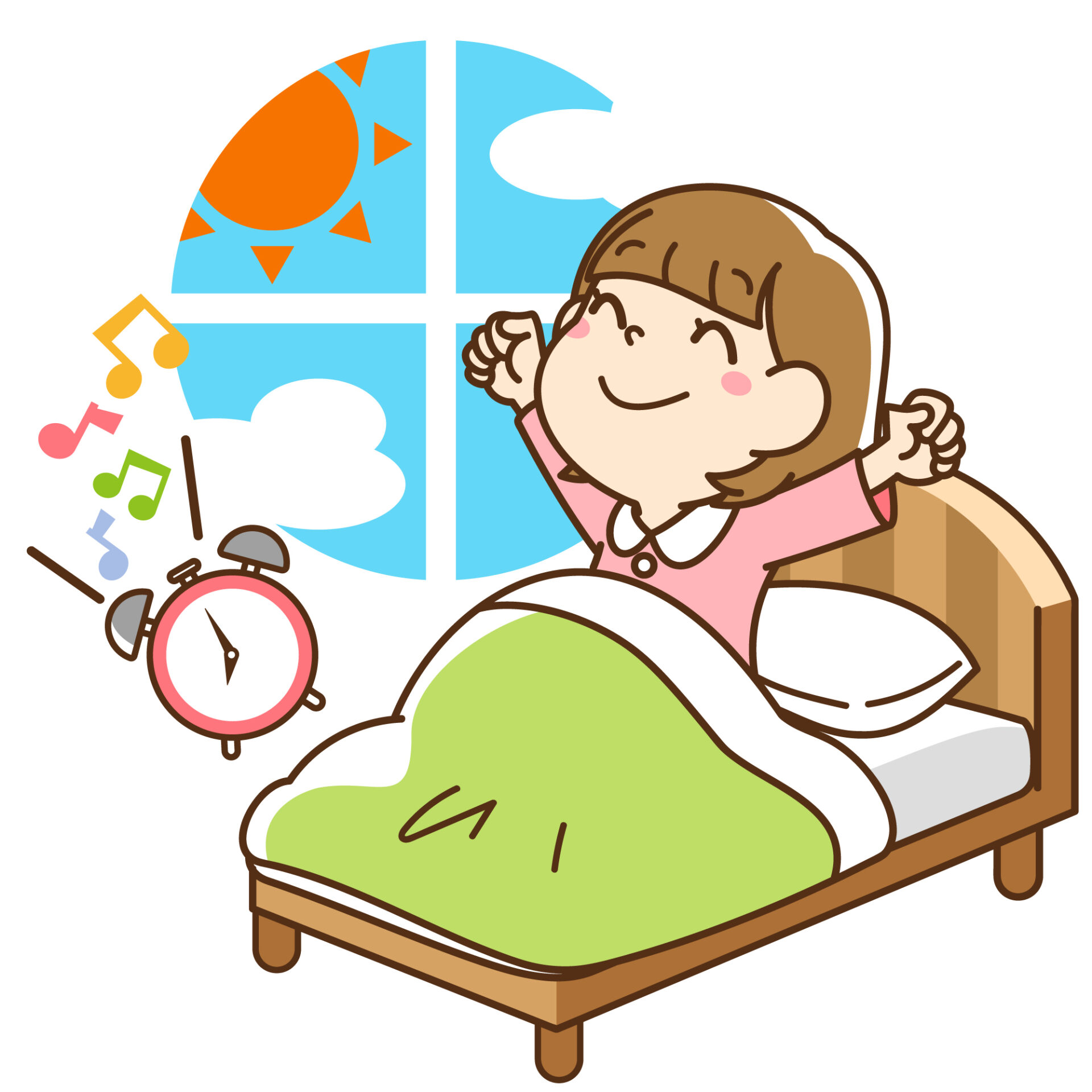 早起きをする女の子の絵